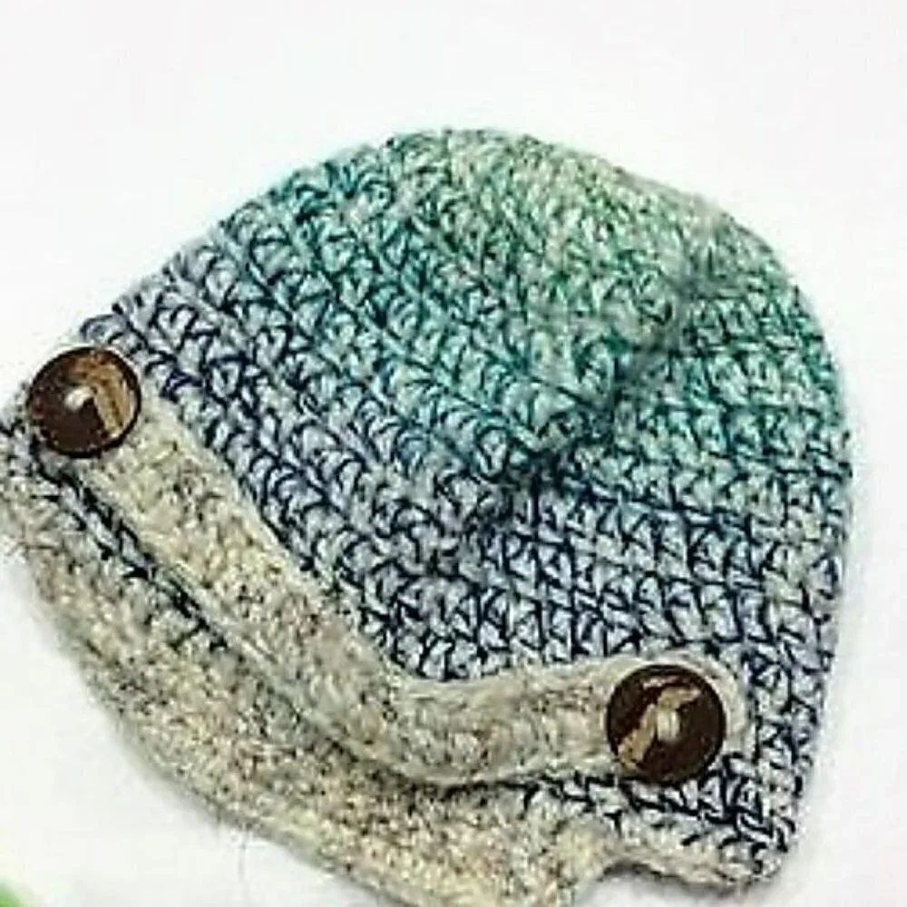 Lot of 3 Handmade Knit & Crochet Baby Beanie Hats – Unisex